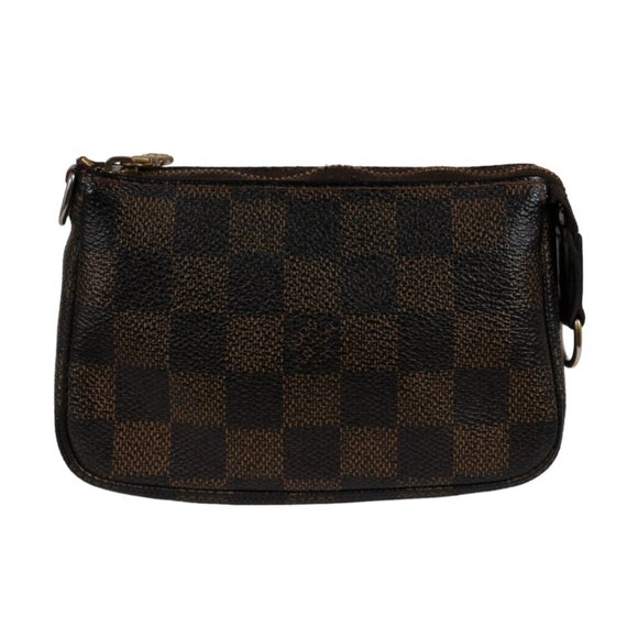Louis Vuitton LV Damier Ebene Mini Pouchette Card Coin Wallet Pouch Brown - Picture 1 of 13